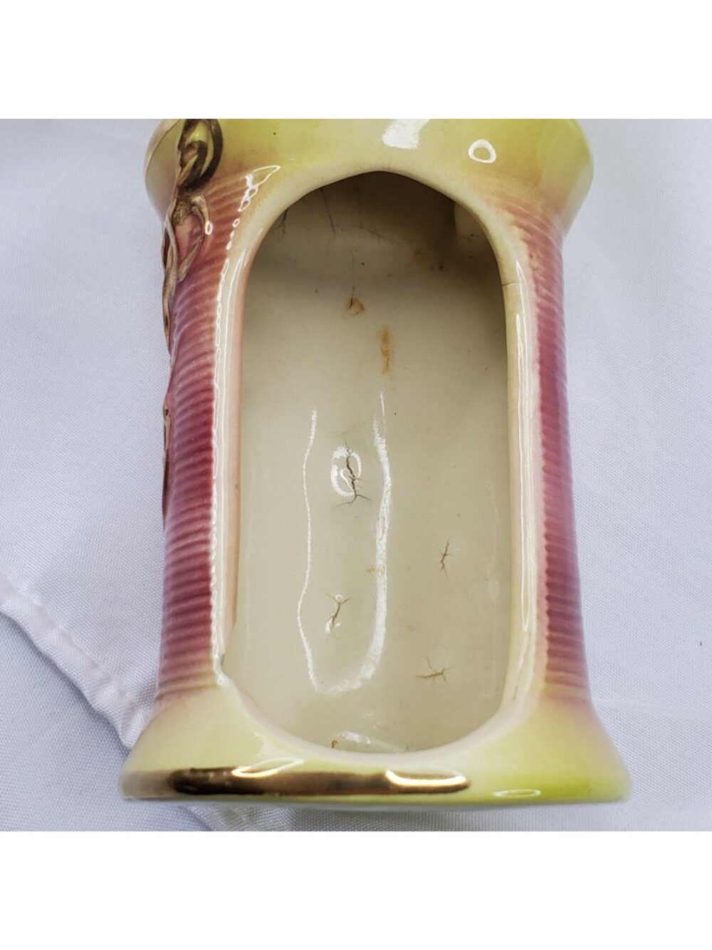 VTG Hull Pottery USA Ceramic Cat Figurine Planter 89 Pink & Yellow Gold Accents - Picture 13 of 15
